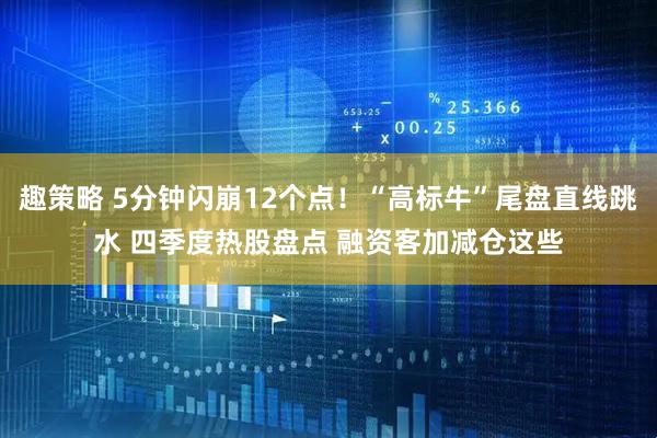 趣策略 5分钟闪崩12个点！“高标牛”尾盘直线跳水 四季度热股盘点 融资客加减仓这些